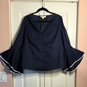 Michael Kors 100% Navy Blouse with Bell Sleeves size M